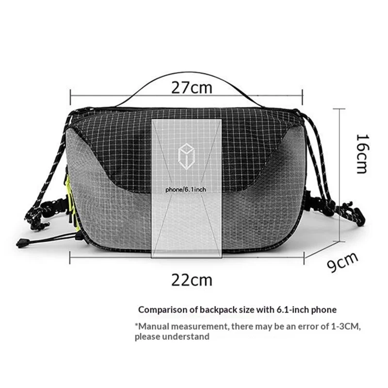 Nylon-Minimalist-Commuter-Umhängetasche wasserdicht, Einzelschultertasche – Schwarz