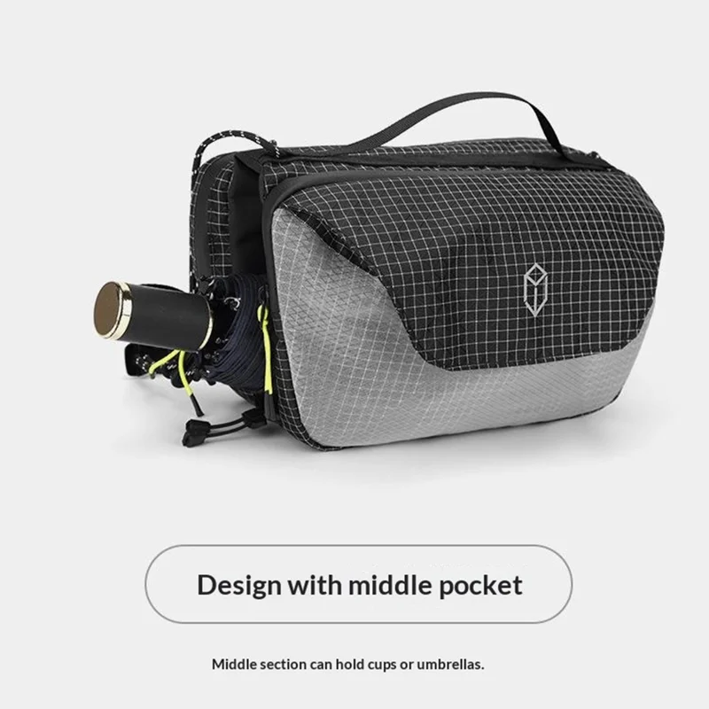 Nylon-Minimalist-Commuter-Umhängetasche wasserdicht, Einzelschultertasche – Schwarz