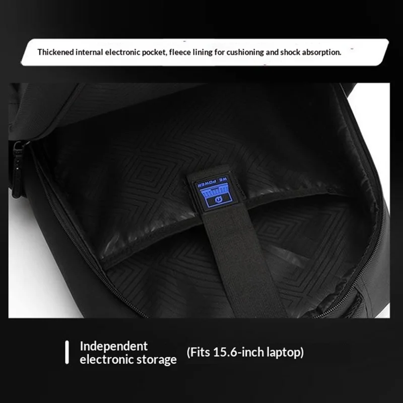 WEPOWER 1346 1680D Waterdichte Rugzak Grote Opbergzak met Meerdere Lagen Schouderzak met Zeshoekige Schouderbanden - Zwart