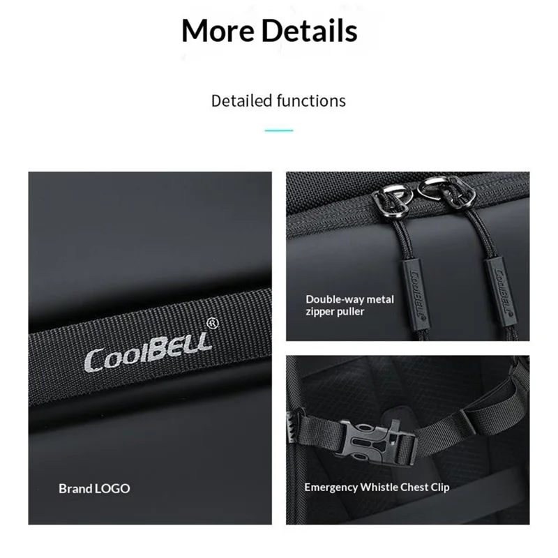 COOLBELL CB-8316 15.6 Inch Laptop Backpack for Men Business / Short Trip Travel Bag Splash-Proof Daypack - Black