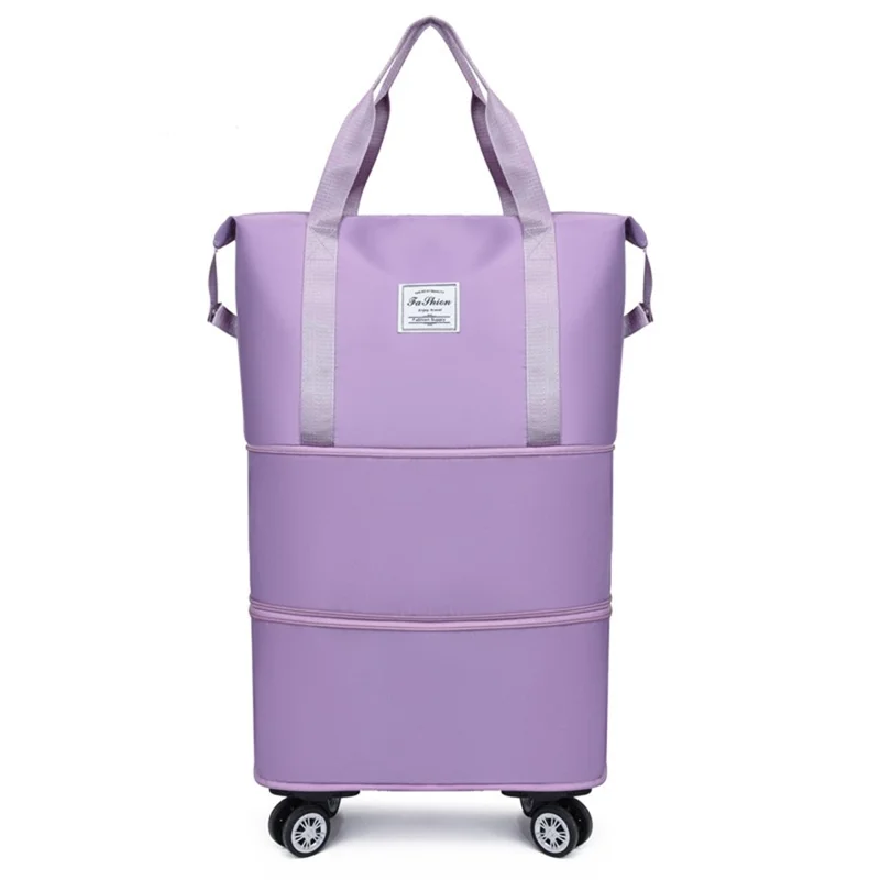Rozbierane torba podróżna z kółkami, duża pojemność, bagaż z tkaniny oksford dla studentów / podróżujących w interesach / na treningi - jasny fiolet