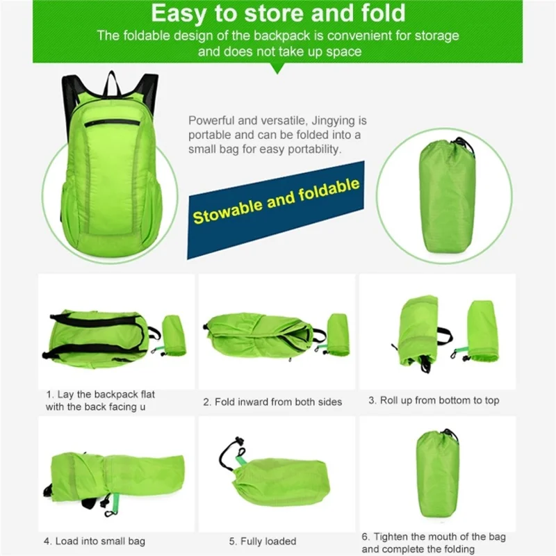 Mochila plegable HAWEEL HWL7033 para viaje al aire libre, ligera de poliéster, portátil, color verde