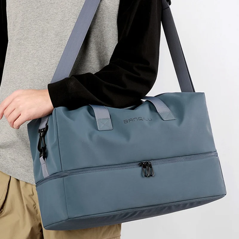 BANQILU Large Capacity Travel Backpack Expandable Gym Bag Multi-Functional Storage Bag with Separate Shoe Compartment - Blue