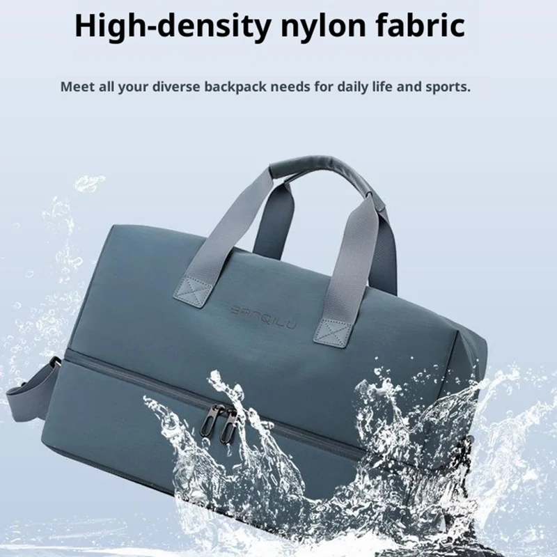 BANQILU Large Capacity Travel Backpack Expandable Gym Bag Multi-Functional Storage Bag with Separate Shoe Compartment - Blue