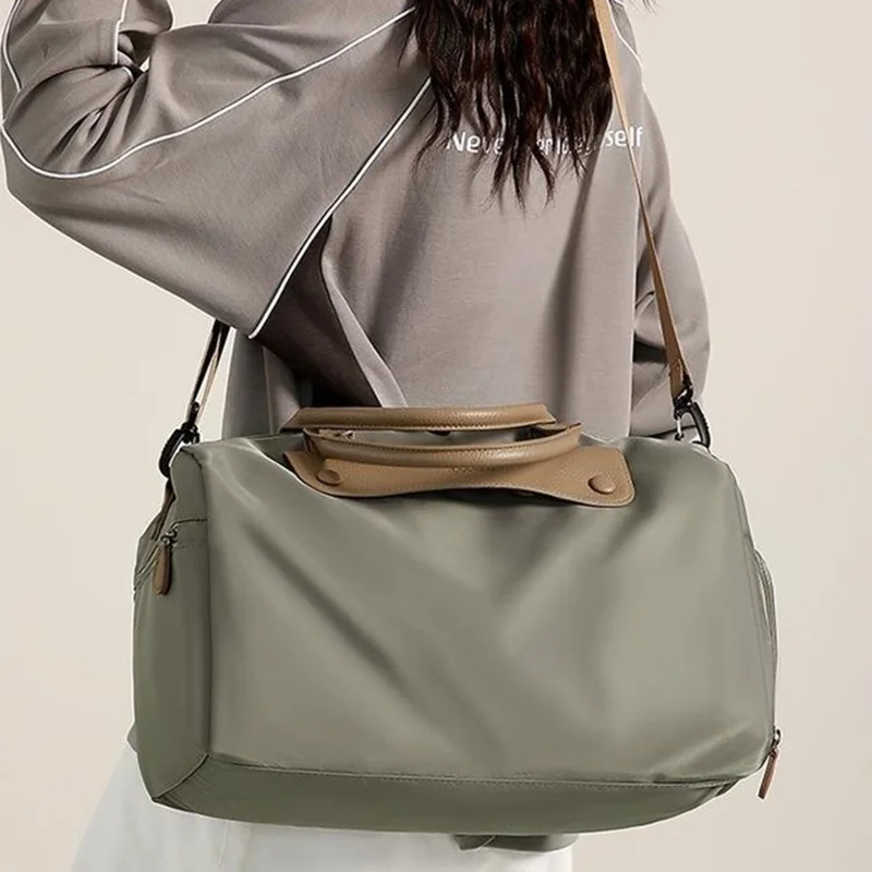 BANQILU LH766 Large Capacity Shoulder Bag for Short Trip Luggage Organizer Waterproof Nylon Gym Duffel - Khaki