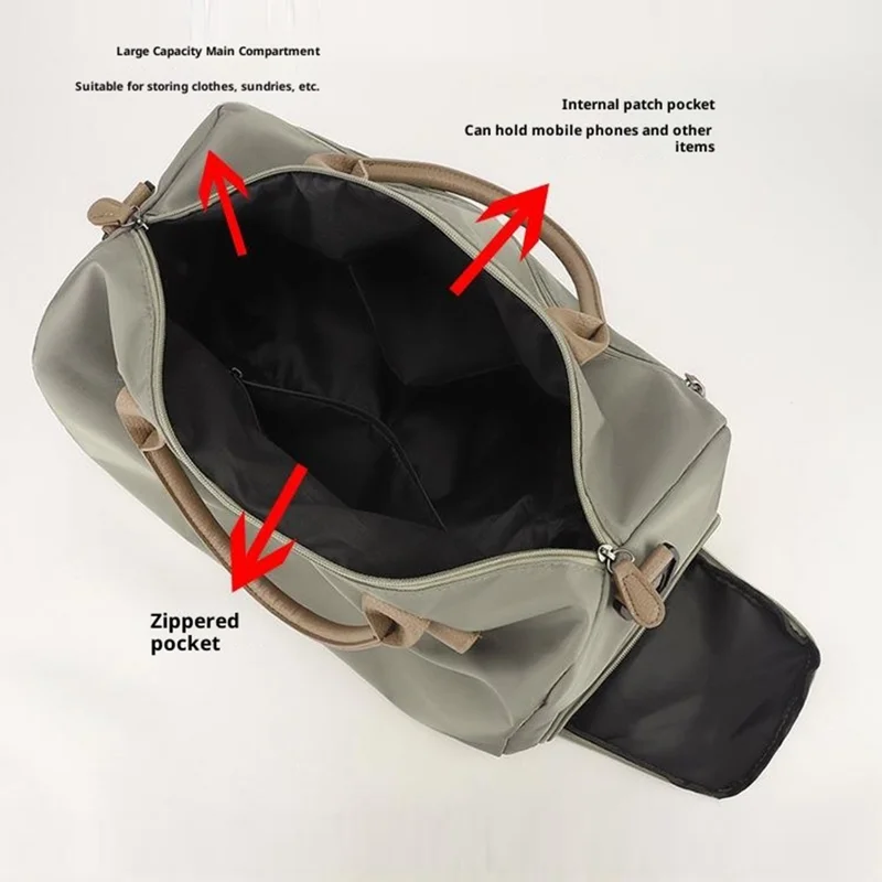 BANQILU LH766 Large Capacity Shoulder Bag for Short Trip Luggage Organizer Waterproof Nylon Gym Duffel - Khaki