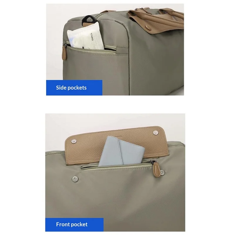 BANQILU LH766 Large Capacity Shoulder Bag for Short Trip Luggage Organizer Waterproof Nylon Gym Duffel - Khaki
