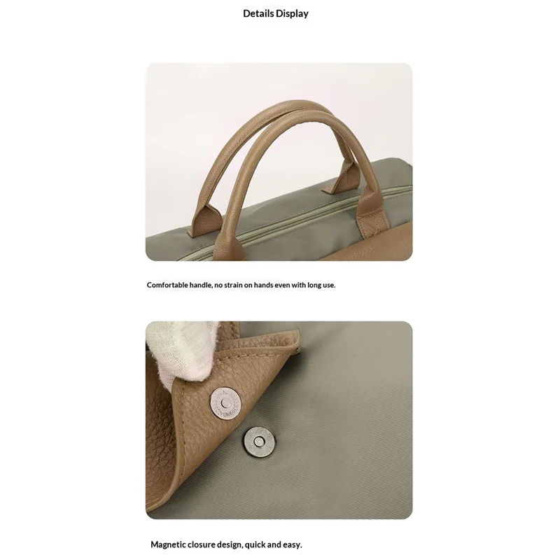 BANQILU LH766 Large Capacity Shoulder Bag for Short Trip Luggage Organizer Waterproof Nylon Gym Duffel - Khaki