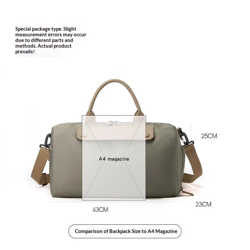 BANQILU LH766 Large Capacity Shoulder Bag for Short Trip Luggage Organizer Waterproof Nylon Gym Duffel - Khaki