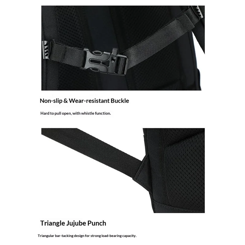 COOLBELL CB-8318 30L Breathable Business Travel Backpack Large Capacity Waterproof 15 inch Laptop Storage Bag - Black