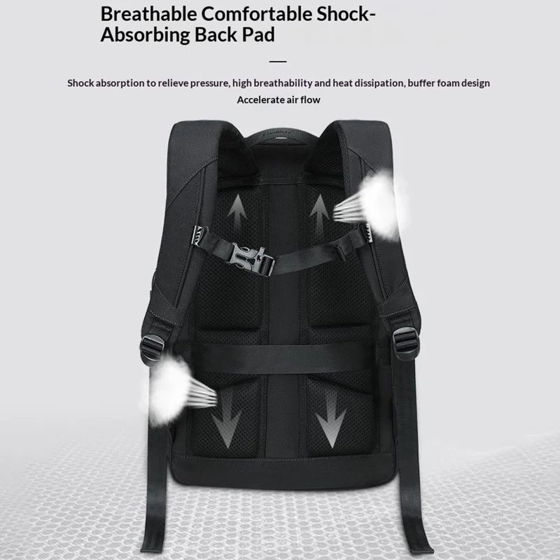 COOLBELL CB-8318 30L Breathable Business Travel Backpack Large Capacity Waterproof 15 inch Laptop Storage Bag - Black