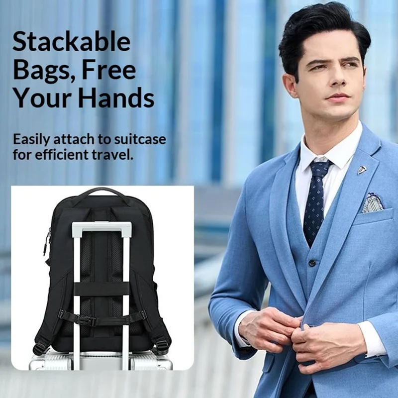 COOLBELL CB-8318 30L Breathable Business Travel Backpack Large Capacity Waterproof 15 inch Laptop Storage Bag - Black