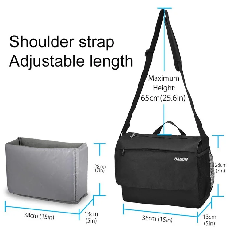 CADEN K12 Sac à Bandoulière DSLR Camera Messenger à Grande Capacité Pour Les Voyages en Plein Air