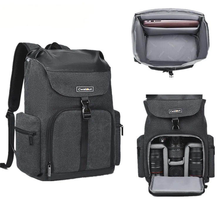 CADEN M8 for Nikon Canon Sony Large Capacity Canvas Shoulder Bag DSLR Camera Lens Tripod Backpack