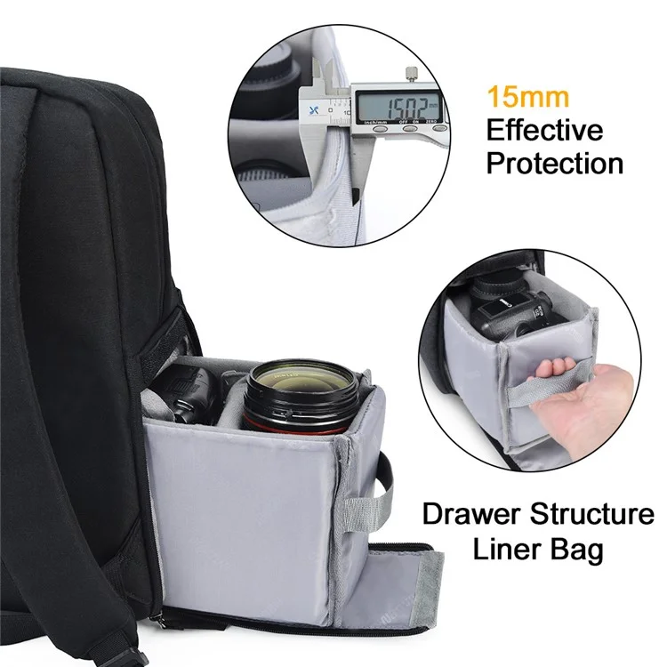 Caden L4 Waterproof SLR/DSLR Camera Backpack Case di Viaggio Per la Telecamera Per la Telecamera Per la Telecamera Per la Fotocamera e Lenti Canon Nikon Sony - Dimensioni S 29x13x39cm/nero