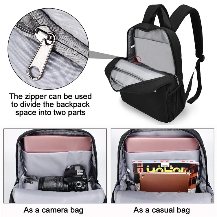 Caden L4 Waterproof SLR/DSLR Camera Backpack Case di Viaggio Per la Telecamera Per la Telecamera Per la Telecamera Per la Fotocamera e Lenti Canon Nikon Sony - Dimensioni S 29x13x39cm/nero