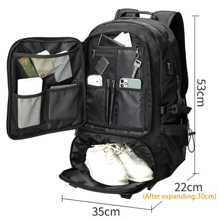 Reiserucksack 60L Große Kapazität Lässig Wandern Klettern Schultern Bag Expandable Weekender Tasche Mit Schuhablagerungsfach Für Männer Und Frauen