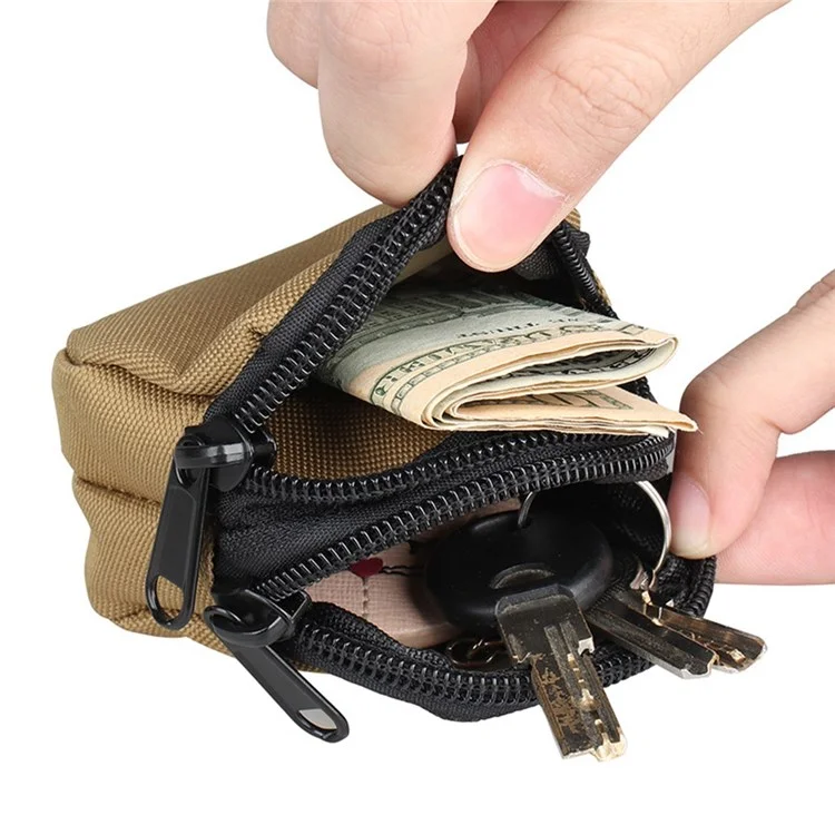 H25 Sac à Taille Sportive Tactique en Plein Air Double Poches 1000d Nylon Mini Coin Keys Rangement Sachet