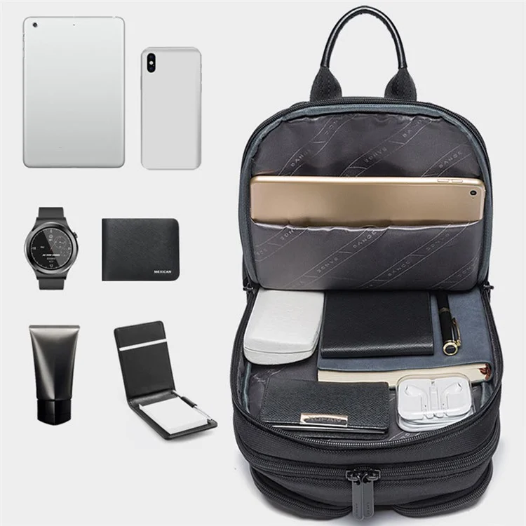 BANGE BG-7079 USB Charging Crossbody Bag with Anti-theft Pocket Oxford Cloth Chest Pack - Black