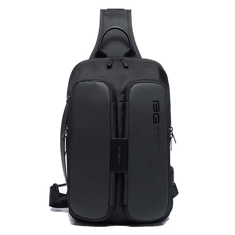 BANGE BG-7079 USB Charging Crossbody Bag with Anti-theft Pocket Oxford Cloth Chest Pack - Black