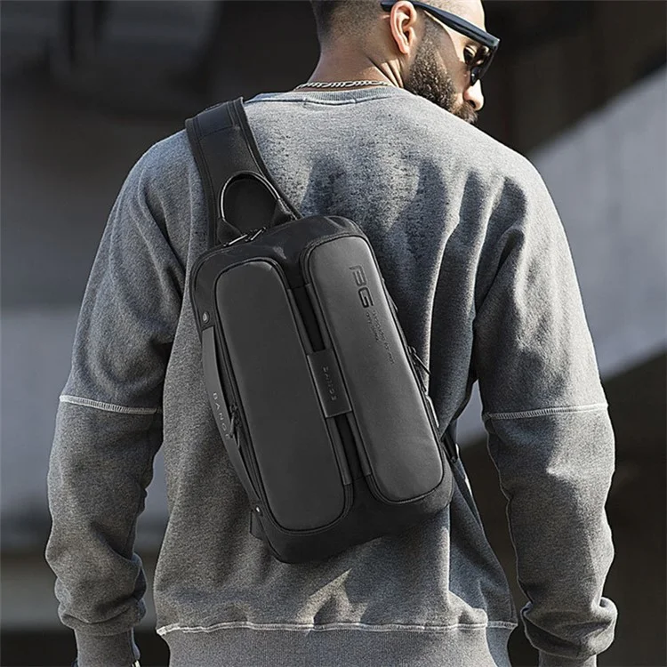 BANGE BG-7079 USB Charging Crossbody Bag with Anti-theft Pocket Oxford Cloth Chest Pack - Black