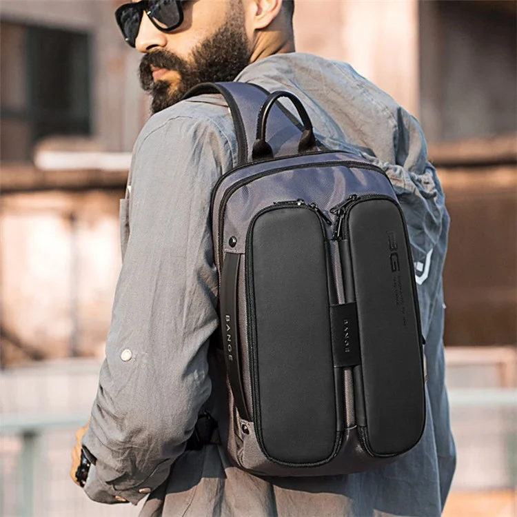 BANGE BG-7079 USB Charging Crossbody Bag with Anti-theft Pocket Oxford Cloth Chest Pack - Black