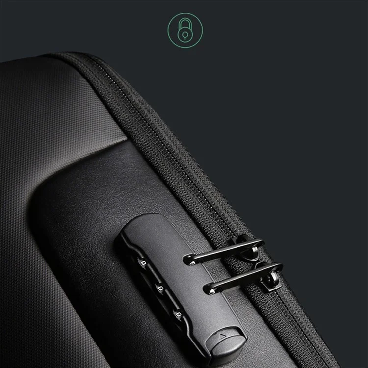 Bange BG-7216 Men Business Travel Oxford Cloth Rackpack Rackpack Antiff Laptop Для Хранения Для Хранения Для Хранения Платы за Зарядки Порта - Черный