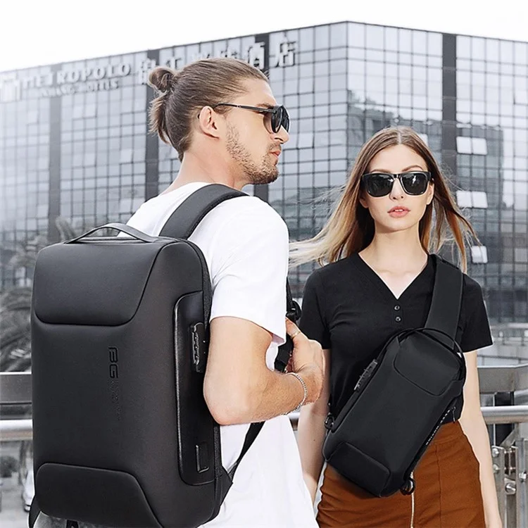 Bange BG-7216 Men Business Travel Oxford Cloth Rackpack Rackpack Antiff Laptop Для Хранения Для Хранения Для Хранения Платы за Зарядки Порта - Черный