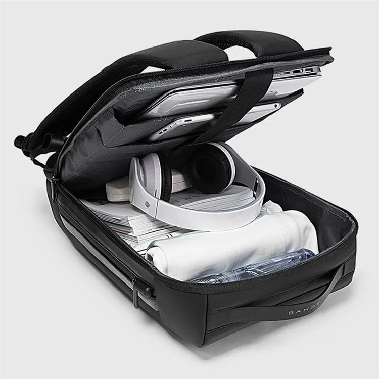 Bange BG-7216 Men Business Travel Oxford Cloth Rackpack Rackpack Antiff Laptop Для Хранения Для Хранения Для Хранения Платы за Зарядки Порта - Черный