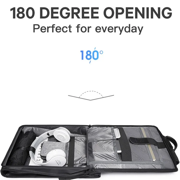 BANGE BG-7252 Zaino da uomo stile business Borsa per laptop Borsa a spalla Forniture da viaggio - Nero