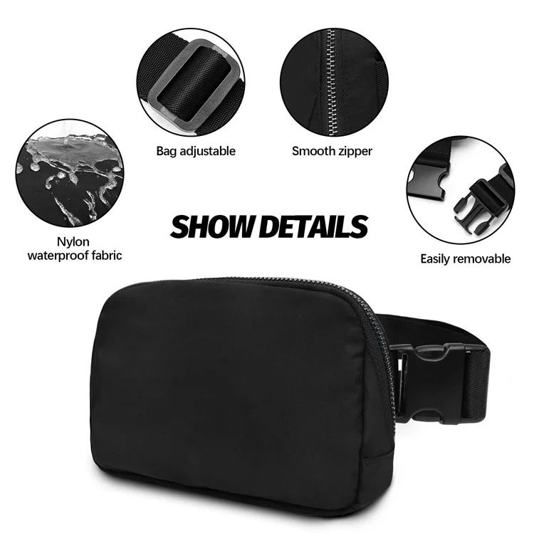 JBL-01 Waterproof Wasit Bag Crossbody Bag Lightweight Chest Daypack Shoulder Bag Travel Running Bag for Men and Women - Black