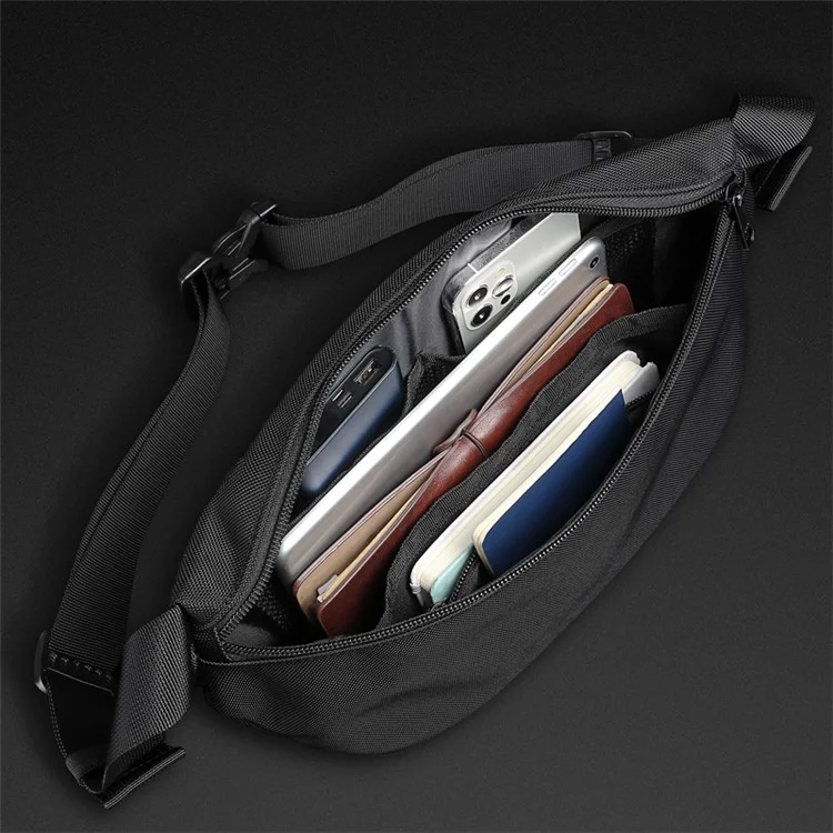 OZUKO 9529 Waterproof Waist Bag Bumbag Sling Shoulder Bag Fanny Pack for Camping Hiking Fitness Cycling - Black