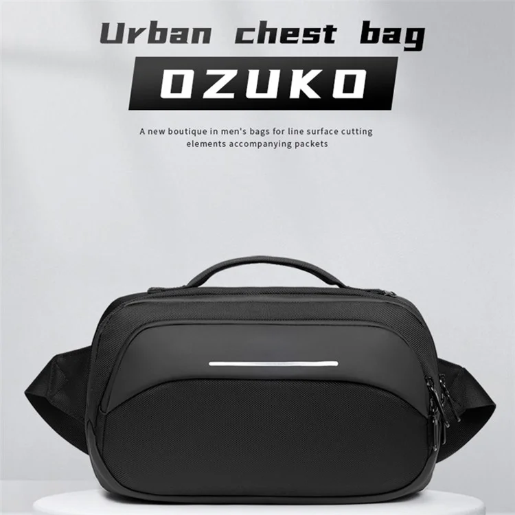 OZUKO 9551 Crossbody Shoulder Bag Casual Business Lightweight Chest Bag for Tactical Travel Work - Black