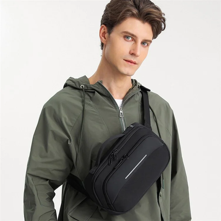 OZUKO 9551 Crossbody Shoulder Bag Casual Business Lightweight Chest Bag for Tactical Travel Work - Black