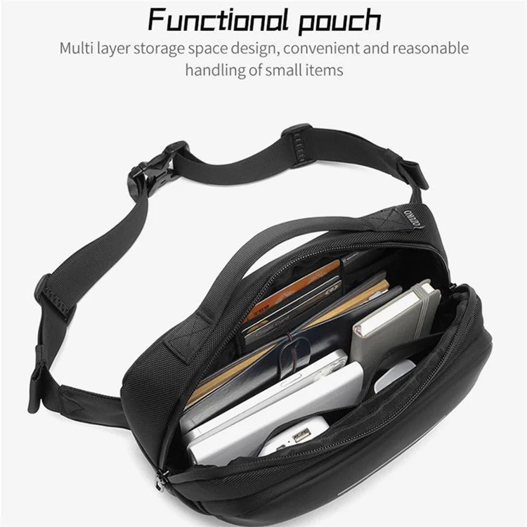 OZUKO 9551 Crossbody Shoulder Bag Casual Business Lightweight Chest Bag for Tactical Travel Work - Black