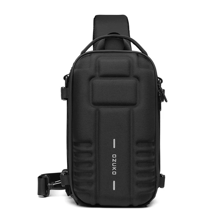 OZUKO 9565 Sling Chest Bag Hard Shell Outdoor Waterproof Crossbody Shoulder Bag for Hiking, Cycling, Traveling - Black