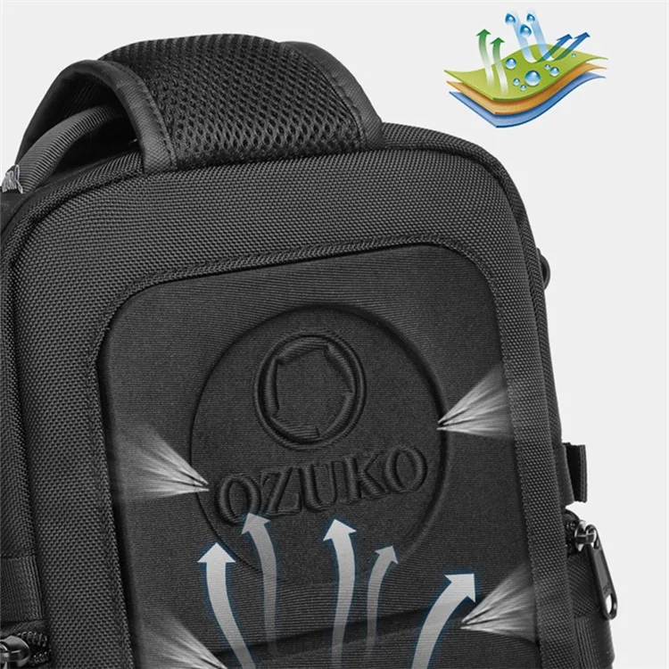 OZUKO 9585 Sling Chest Bag Large Capacity Outdoor Sports Tactical Waterproof Crossbody Shoulder Bag - Black