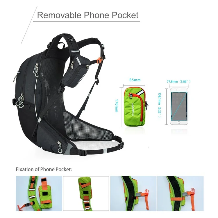 ANMEILU 1023 Mochila Esportiva Leve 20L Mochila de Viagem Diária com Rede para Capacete e Capa de Chuva para Mulheres Homens - Cinza