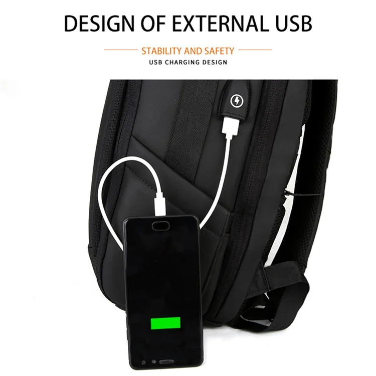 ML8018 Großer Business-Laptop-Rucksack Reise-Rucksack Tasche Wasser-abweisend Schultertasche mit externer USB-Ladestation