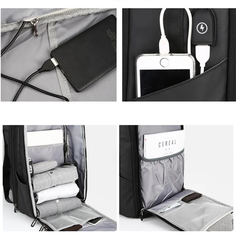 ML8018 Großer Business-Laptop-Rucksack Reise-Rucksack Tasche Wasser-abweisend Schultertasche mit externer USB-Ladestation