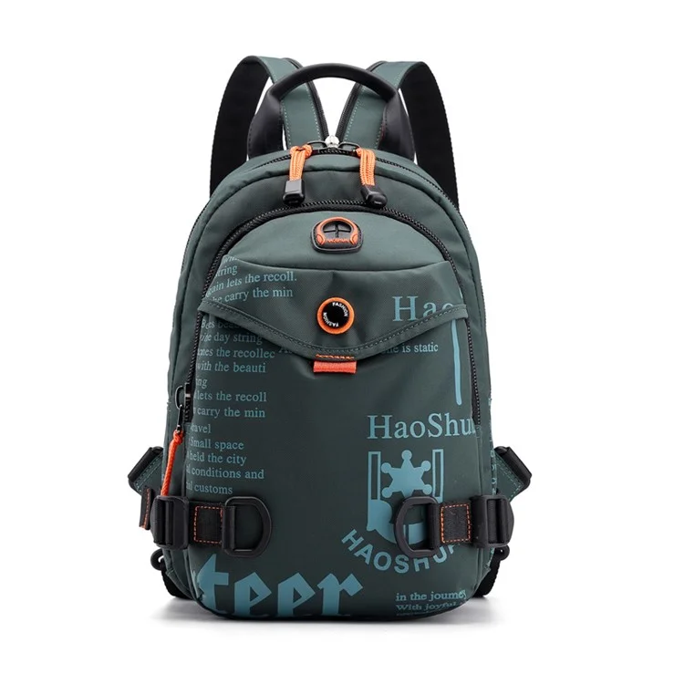 HAOSHUAI 5122(Nouvelle Version) Sac poitrine polyvalent pour homme Sac à dos anti-éclaboussures en nylon décontracté - Vert grisâtre
