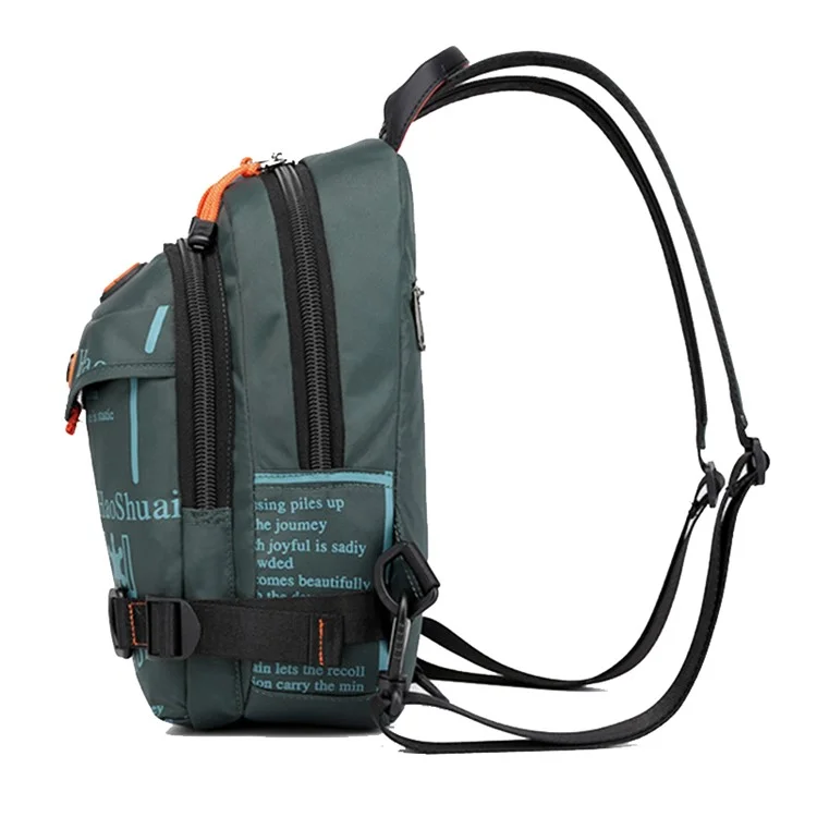 HAOSHUAI 5122(Nouvelle Version) Sac poitrine polyvalent pour homme Sac à dos anti-éclaboussures en nylon décontracté - Vert grisâtre