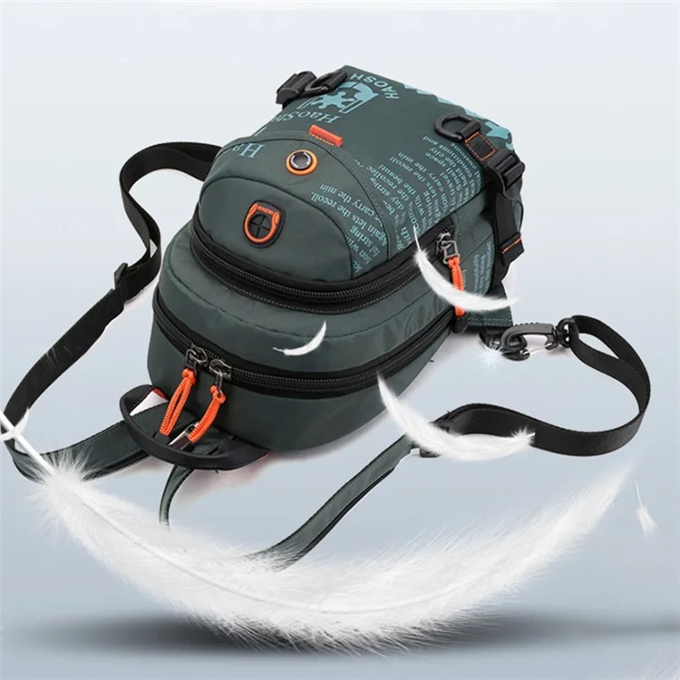 HAOSHUAI 5122(Nouvelle Version) Sac poitrine polyvalent pour homme Sac à dos anti-éclaboussures en nylon décontracté - Vert grisâtre