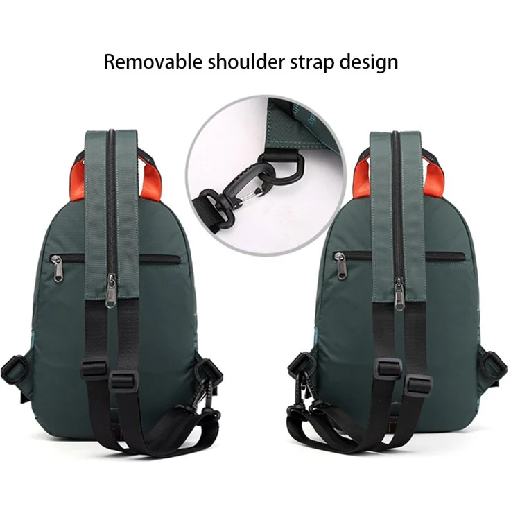 HAOSHUAI 5122(Nouvelle Version) Sac poitrine polyvalent pour homme Sac à dos anti-éclaboussures en nylon décontracté - Vert grisâtre
