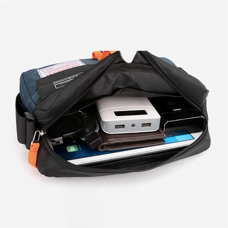HAOSHUAI 204# Sac à bandoulière pour homme en nylon, sac messenger, sac porté travers, résistant à l'eau pour le bureau, l'école - Bleu foncé