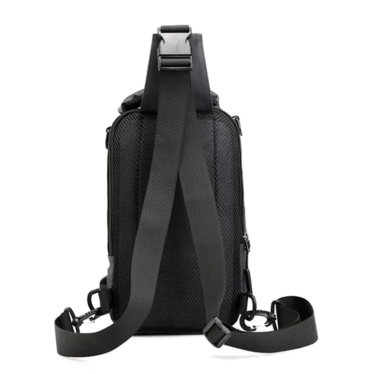 HAOSHUAI 1100-1# Grand sac banane pour hommes en nylon Sac à bandoulière avec port de charge USB externe - Gris