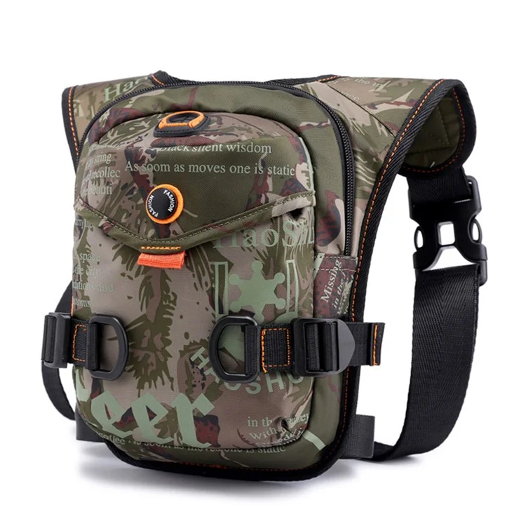 HAOSHUAI 5126# Nylon Drop Leg Bag Hiking Waist Pack for Men Tactical Motorcycle Bike Cycling Riding Fanny Pouch - Camouflage