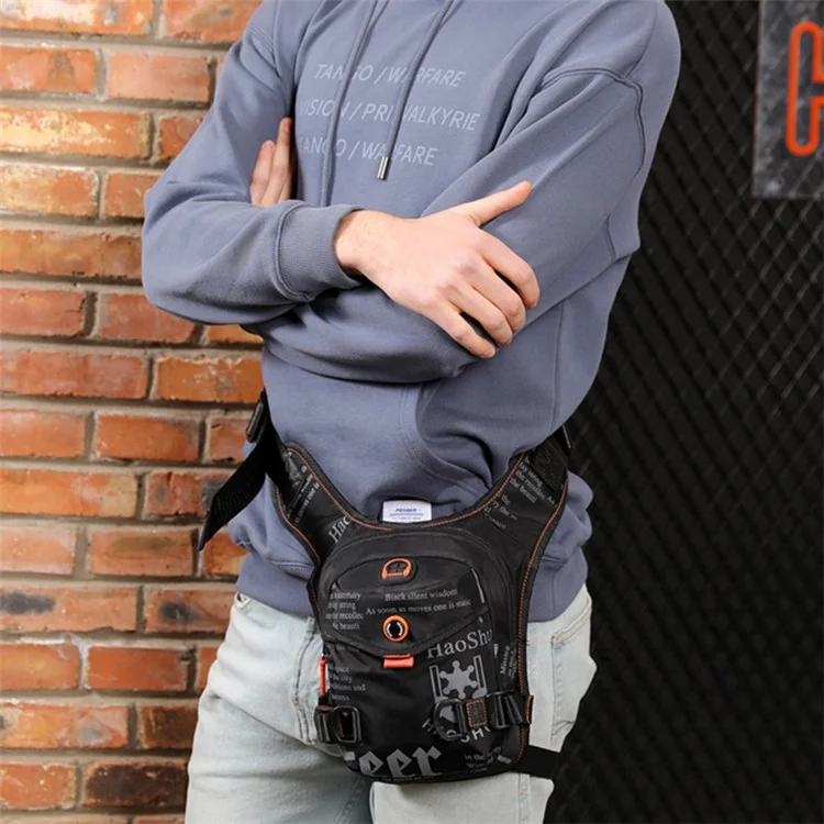 HAOSHUAI 5126# Nylon Drop Leg Bag Hiking Waist Pack for Men Tactical Motorcycle Bike Cycling Riding Fanny Pouch - Camouflage