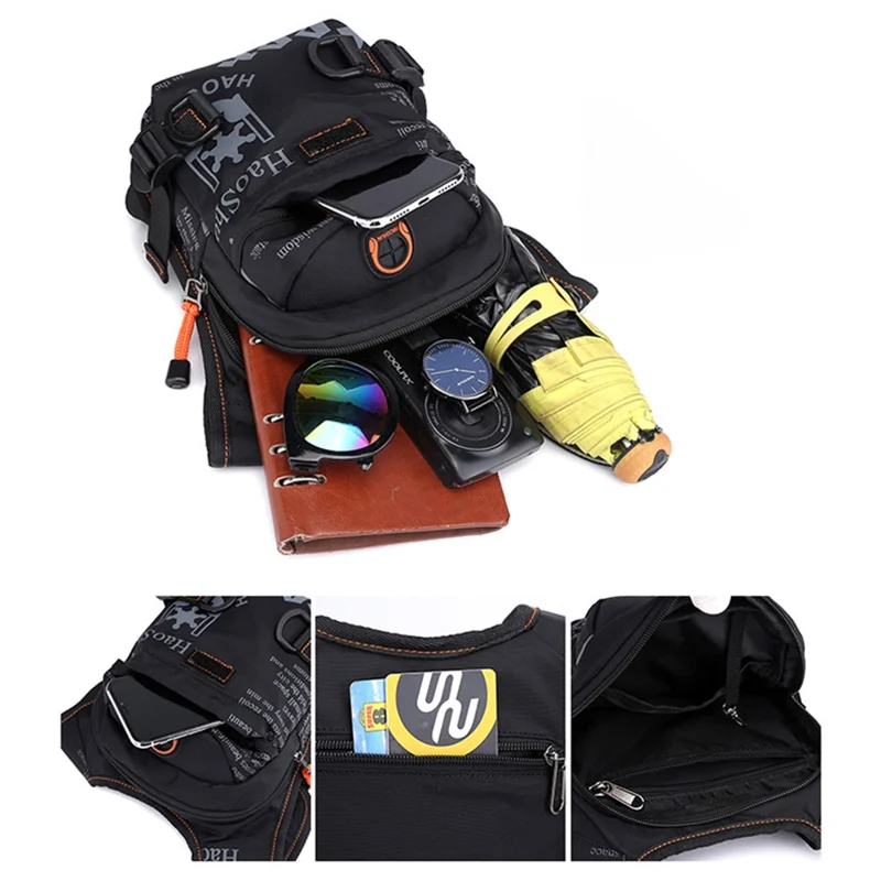 HAOSHUAI 5126# Nylon Drop Leg Bag Hiking Waist Pack for Men Tactical Motorcycle Bike Cycling Riding Fanny Pouch - Camouflage