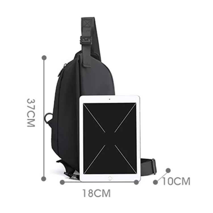 HAOSHUAI 1100-25# Wasserdichter Nylon-Brustbeutel Herren Umhängetasche für Sport, Reisen und Arbeit - Dunkelblau